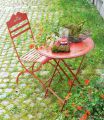 Preview: Sitzgruppe "Passion" Tisch mit 2 Stühle Set aus Metall Rot Gartenstuhl Gartentisch