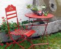 Preview: Sitzgruppe "Passion" Tisch mit 2 Stühle Set aus Metall Rot Gartenstuhl Gartentisch