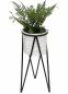 Preview: DanDiBo Blumenhocker mit Topf Metall Schwarz Weiß S 50 cm Blumenständer 96043 Blumensäule Modern Pflanzenständer Pflanzenhocker