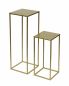 Preview: DanDiBo Blumenhocker Metall Gold Eckig 2er Set Blumenständer Beistelltisch 96406 Blumensäule Modern Pflanzenständer Pflanzenhocker