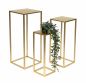 Preview: DanDiBo Blumenhocker Metall Gold Eckig Blumenständer Beistelltisch 96506 3er Set Blumensäule Modern Pflanzenständer Pflanzenhocker