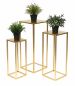 Preview: DanDiBo Blumenhocker Metall Gold Eckig Blumenständer Beistelltisch 96506 3er Set Blumensäule Modern Pflanzenständer Pflanzenhocker