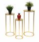 Preview: DanDiBo Blumenhocker Metall Gold Rund Blumenständer Beistelltisch 96510 3er Set Blumensäule Modern Pflanzenständer Pflanzenhocker