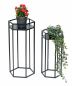 Preview: DanDiBo Blumenhocker Metall Schwarz 6eck Blumenständer Beistelltisch 96453 2er Set Pflanzenständer Blumensäule Modern Pflanzenhocker