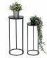 Preview: DanDiBo Blumenhocker Metall Schwarz Rund Blumenständer Beistelltisch 96316 2er Set Blumensäule Modern Pflanzenständer Pflanzenhocker