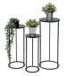 Preview: DanDiBo Blumenhocker Metall Schwarz Rund Blumenständer Beistelltisch 96316 3er Set Blumensäule Modern Pflanzenständer Pflanzenhocker