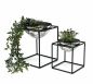 Preview: DanDiBo Blumenhocker Metall mit Topf Schwarz Silber Blumenständer 96256 2er Set Blumensäule Modern Pflanzenständer Pflanzenhocker