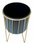 Preview: DanDiBo Blumenhocker mit Topf Metall Gold Schwarz Rund M 40 cm Blumenständer 96039 Blumensäule Modern Pflanzenständer Pflanzenhocker