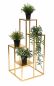 Preview: DanDiBo Blumentreppe Metall Gold 82 cm Pflanzentreppe Blumenständer 96505 Blumensäule Modern Pflanzenständer Blumenhocker