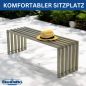 Preview: DanDiBo Gartenbank Wetterfest Metall Edelstahl Massiv 115 cm Sitzbank Outdoor Garten 96607 Parkbank Lamellenbank