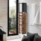 Preview: DanDiBo Firewood rack indoor metal black Firewood rack 140 cm with back wall Hanging on the wall 96539 Wood basket Fireplace wood holder Wood rack