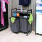 Preview: DanDiBo Laundry basket 2 compartments with shelves Black metal 96501 Laundry collector Laundry trolley with wheels Laundry box Laundry basket Laundry bag Modern