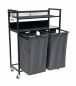 Preview: DanDiBo Laundry basket 2 compartments with shelves Black metal 96501 Laundry collector Laundry trolley with wheels Laundry box Laundry basket Laundry bag Modern