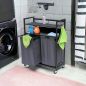 Preview: DanDiBo Laundry basket 2 compartments with shelves Black metal 96501 Laundry collector Laundry trolley with wheels Laundry box Laundry basket Laundry bag Modern