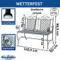 Preview: DanDiBo Gartenbank Wetterfest 2 Sitzer Metall Grau 120 cm 96592 Sitzbank Eisen Bank Garten Antik Parkbank