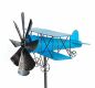 Preview: DanDiBo garden plug metal aeroplane XL 160 cm double decker blue 96099 wind chime wind wheel weatherproof garden decoration garden stick ground plug