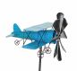 Preview: DanDiBo Gartenstecker Metall Flugzeug XL 160 cm Doppeldecker Blau 96099 Windspiel Windrad Wetterfest Gartendeko Garten Gartenstab Bodenstecker