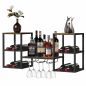 Preview: DanDiBo Wine Rack Wall Metal Wood 96604 Bottle Rack with Glass Holder Wine Bottle Holder Wine Rack