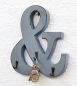 Preview: Letter  &   with 3 key hooks   24cm YX-14B394 Vintage Shabby Key rack   Hook