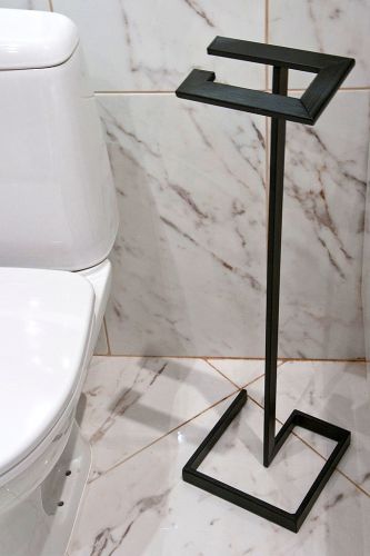 DanDiBo Toilettenpapierhalter Stehend Schwarz Metall GALA Gäste WC Rollenhalter Ständer