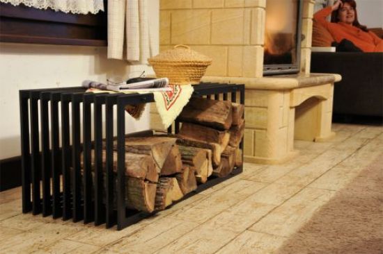 Firewood rack Bench D-Stil 100cm Shelf for firewood Basket for firewood Firewood holder