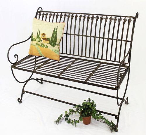 Bench "Finca" 063 2-Seater made from metal Garden bench Seat Tree bench 102 cm brown