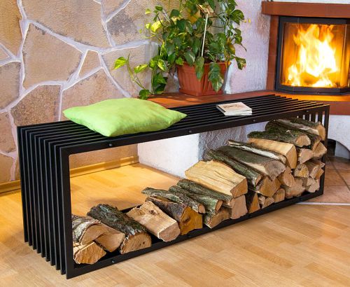 Firewood rack Bench D-Stil 150cm Firewood shelf 10104 Woodbasket Firewood holder
