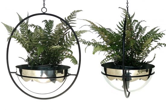 DanDiBo 2er Set Blumenampel Innen Metall Wand Hängepflanzen 78 cm 96087 L mit Topf Silber Pflanzenhänger Blumenhänger Topfhänger Blumen Blumentopfhänger Hängetopf