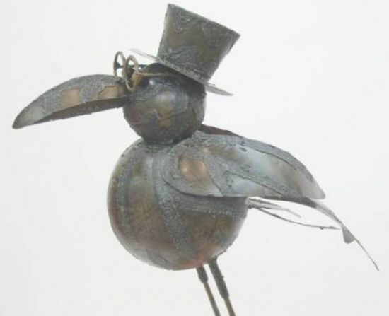 Metal Raven 8912 Roof Ornament for the Gutter - 30 cm Bird Figure Decoration