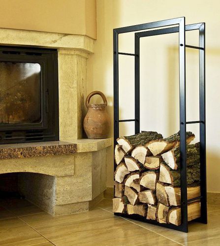Firewood rack Firewood stand 100cm Black 80009 Basket for firewood Shelf for firewood Firewood holder Shelf