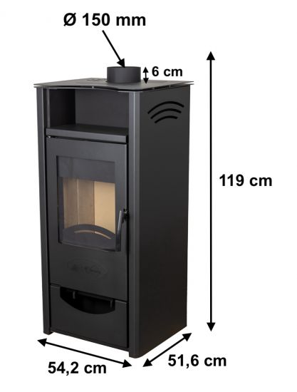 Kaminofen ABC Quadro Black Holzofen 9,5 kW mit Mehrfachbelegung Kamin Ofen Holzofen Holz Werkstattofen Heizofen