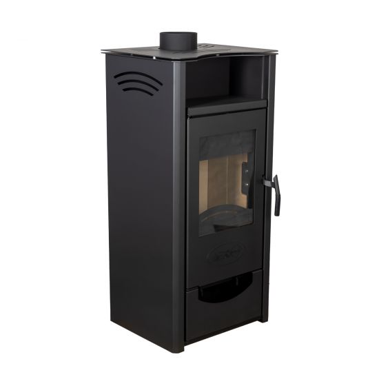 Kaminofen ABC Quadro Black Holzofen 9,5 kW mit Mehrfachbelegung Kamin Ofen Holzofen Holz Werkstattofen Heizofen