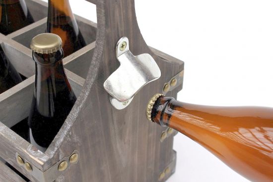 DanDiBo Bierträger aus Holz mit Öffner 93860 Flaschenträger Flaschenöffner Flaschenkorb Männerhandtasche Männergeschenke