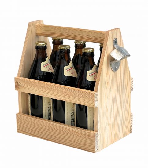 DanDiBo bottle carrier 6 bottles wooden beer carrier with bottle opener 93945 men's handbag