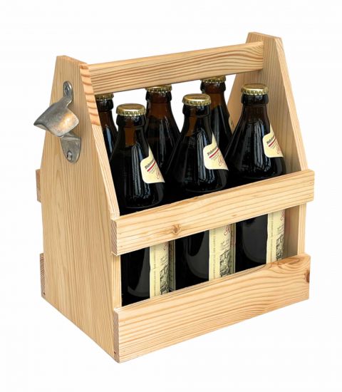 DanDiBo bottle carrier 6 bottles wooden beer carrier with bottle opener 93945 men's handbag