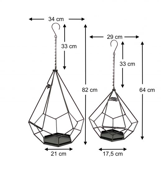 DanDiBo Blumenampel Innen Metall Wand Hängepflanzen 64 cm & 82 cm 96075 2er Set mit Tür 6 Ecken Pflanzenhänger Blumenhänger Topfhänger Blumen Blumentopfhänger Hängetopf