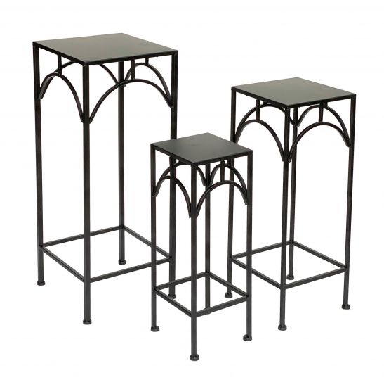 DanDiBo Blumenhocker Metall Schwarz Eckig 50 - 70 cm Blumenständer 96132 3er Set Beistelltisch Blumensäule Modern Pflanzenständer Pflanzenhocker