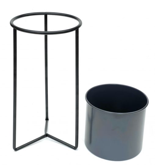 DanDiBo Blumenhocker mit Topf Metall Schwarz Grau S 45 cm Blumenständer 96049 Blumensäule Modern Pflanzenständer Pflanzenhocker