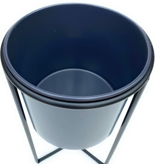 DanDiBo Blumenhocker mit Topf Metall Schwarz Grau S 45 cm Blumenständer 96049 Blumensäule Modern Pflanzenständer Pflanzenhocker