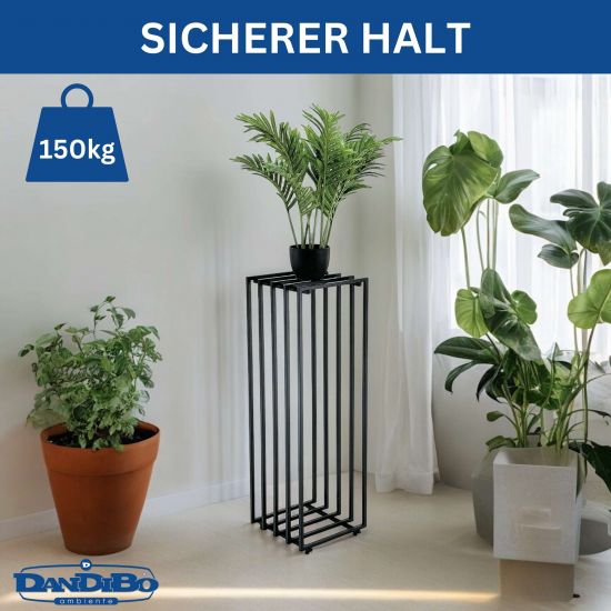 DanDiBo Blumenständer Metall Schwarz Eckig 96609 Pflanzenständer Beistelltisch Modern Design Innen Outdoor