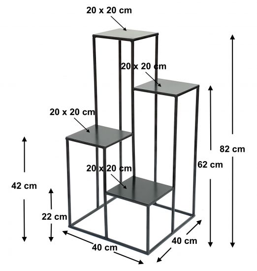 DanDiBo Blumentreppe Metall Schwarz 82 cm Pflanzentreppe Blumenständer 435 Blumensäule Modern Pflanzenständer Blumenhocker