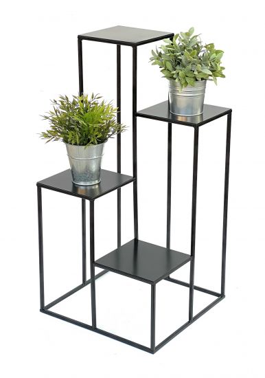 DanDiBo Blumentreppe Metall Schwarz 82 cm Pflanzentreppe Blumenständer 435 Blumensäule Modern Pflanzenständer Blumenhocker