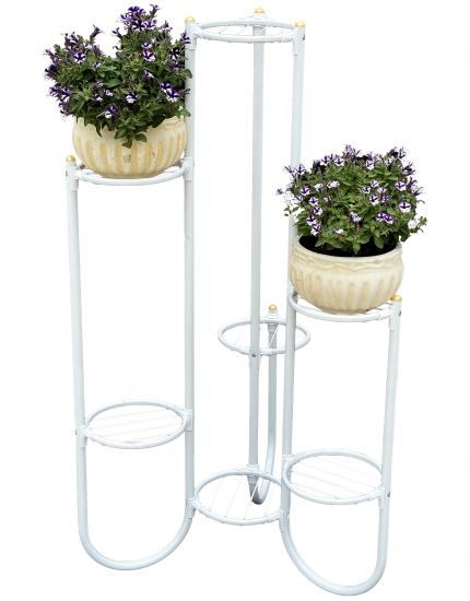 DanDiBo Flower Stairs Metal White 93922 Plant Stairs 101 cm Flower Shelf Plant Stand Flower Stand