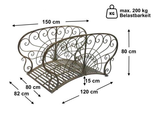 DanDiBo garden bridge metal with railing antique 150106 bridge 150 cm garden metal bridge garden furniture pond bridge footbridge stable