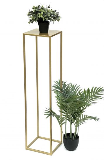 DanDiBo Blumenhocker Metall Gold Eckig 100 cm Blumenständer Beistelltisch 96570 Blumensäule Modern Pflanzenständer Pflanzenhocker