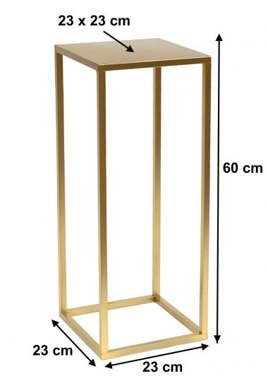 DanDiBo Blumenhocker Metall Gold Eckig 60 cm Blumenständer Beistelltisch 96506 M Blumensäule Modern Pflanzenständer Pflanzenhocker