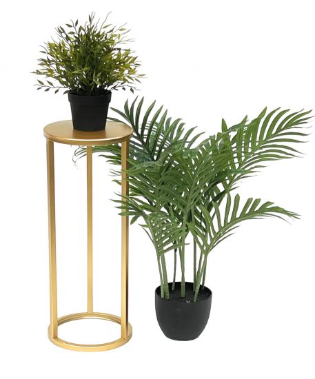 DanDiBo Blumenhocker Metall Gold Rund 50 cm Blumenständer Beistelltisch 96510 S Blumensäule Modern Pflanzenständer Pflanzenhocker