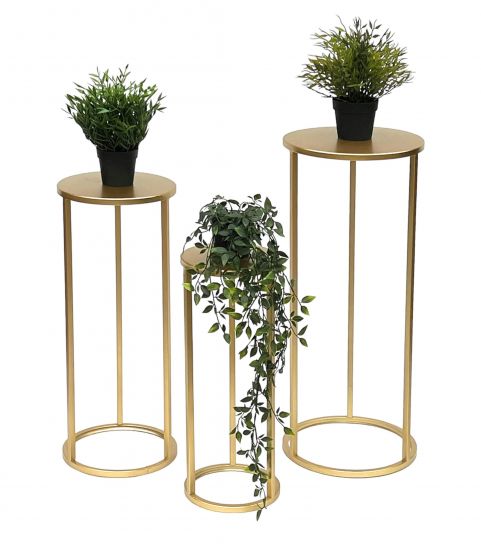 DanDiBo Blumenhocker Metall Gold Rund Blumenständer Beistelltisch 96510 3er Set Blumensäule Modern Pflanzenständer Pflanzenhocker