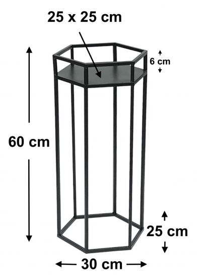 DanDiBo Blumenhocker Metall Schwarz 6eck 60 cm Blumenständer Blumensäule 96453 M Pflanzenhocker Modern Pflanzenständer