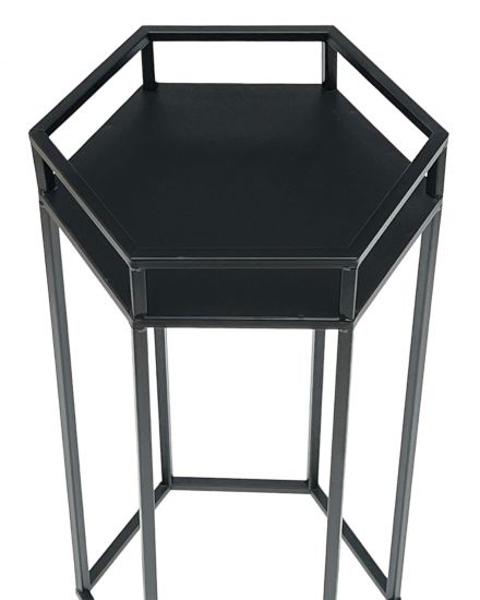 DanDiBo Blumenhocker Metall Schwarz 6eck 60 cm Blumenständer Blumensäule 96453 M Pflanzenhocker Modern Pflanzenständer